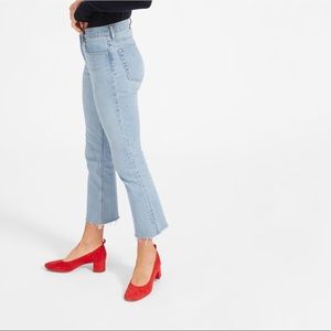 Everlane Kick Crop Flare - Light Wash Raw Hem
